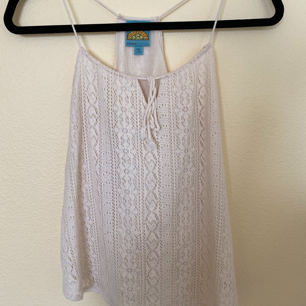 C&C White Cream Lace Racerback Tank Top NWOT Small